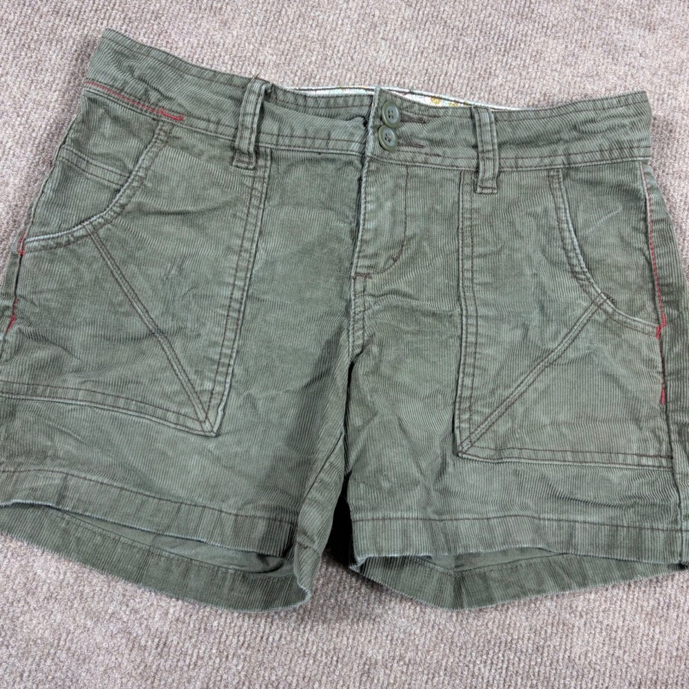 Prana Womens Olive Green Corduroy Shorts Size 4 Hiking Outdoor Casual